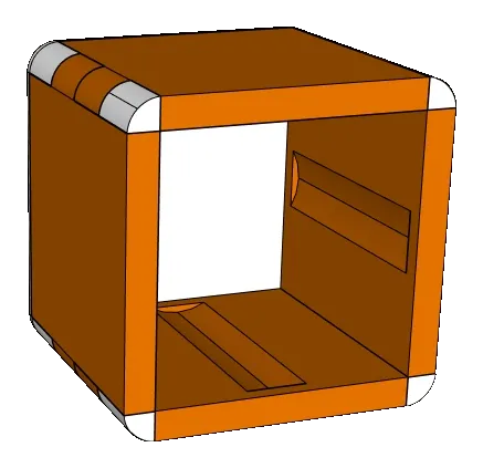 The same ThrowGRID cube assembled, showing the open front and rounded corners